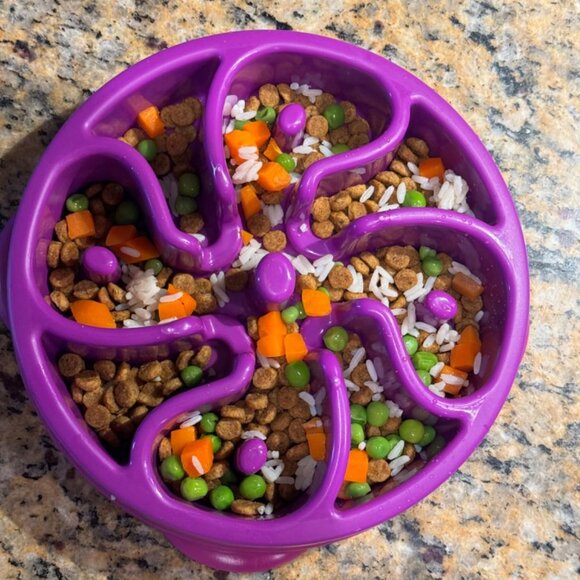 Dog Bowl feeder Puppy bowl Slow Feeder Medium size Purple - Picture 3 of 7